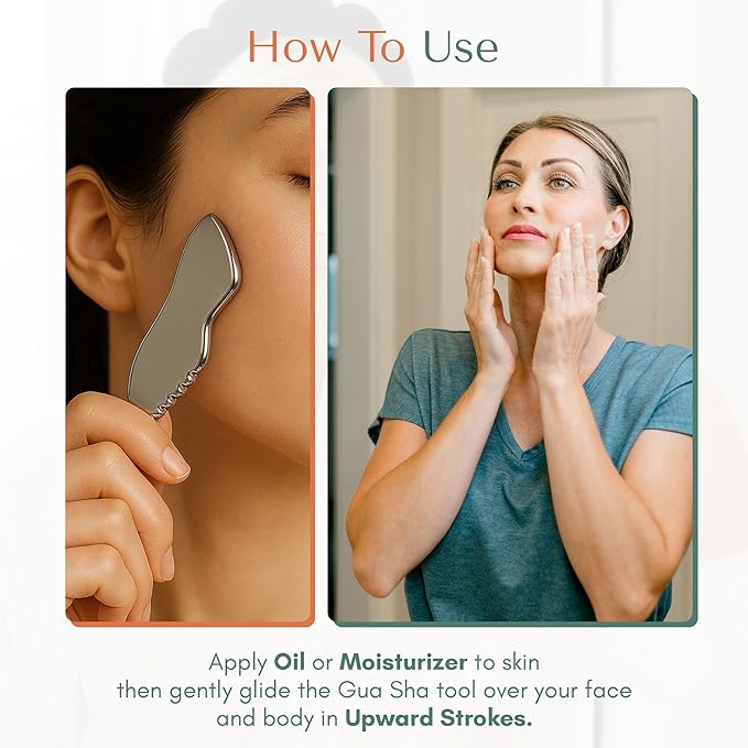 Gua Sha Massage Tool | Stainless Steel Face & Body Scraper for Skin Care, Muscle Relief, Circulation & Lymphatic Drainage | Traditional Chinese Massage Stone | 3.3 Inch
