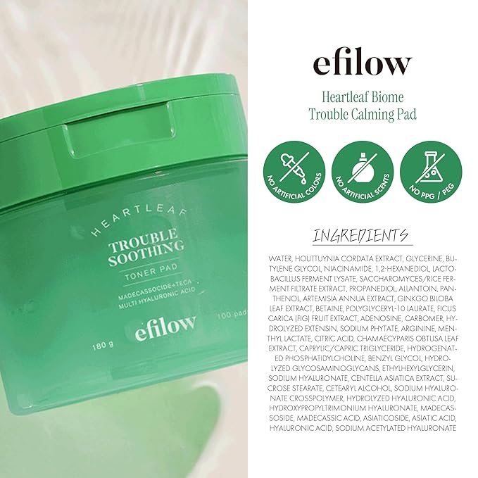 Heartleaf Trouble Soothing Toner Pads | Ultra-Slim Face Pads for Hydration and Calming Skincare, 100 Count, 180g