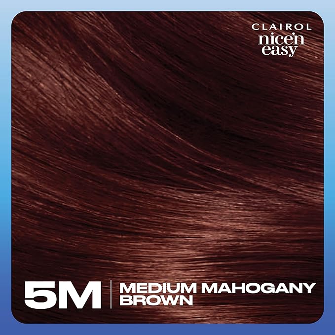 Clairol Nice'n Easy Permanent Hair Dye, 5M Medium Mahogany Brown Hair Color, Pack of 3