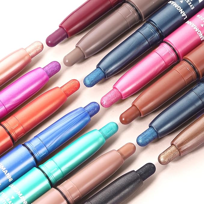LANGMANNI Eyeshadow Stick, 6 PCS Waterproof Multi-Color Eyeshadow Pen Set, Creamy Long-Lasting Eye Makeup Kit, Natural & Shimmer Shades Contour Stick, Perfect Gifts For Women (#D)