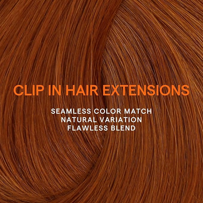 Full Shine Copper Real Hair Clip in Extensions Copper Red Clip in Hair Extensions for Women Short Hair 12 Inch 95 G 7 Pcs