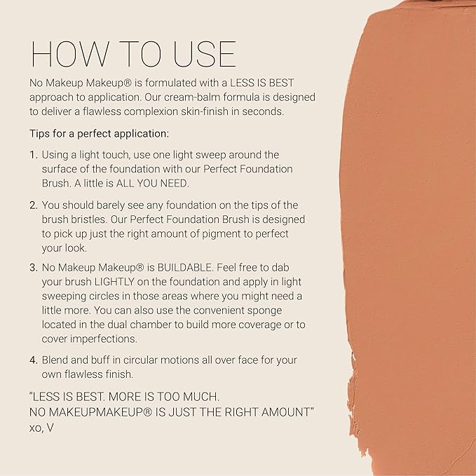 Foundation by No Makeup Makeup | Conceal & Correct with Long-Lasting, Buildable Formula & Lightweight Soft Finish | Cruelty-Free, Vegan, Fragrance-Free | Medium