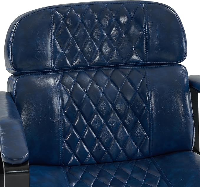 BarberPub Classic Barber Chair, 440Lbs Hydraulic Pump Manual Recliner Salon Chair for Hair Stylist, Home&Beauty Salon, Barbershop, Salon&Spa Equipment 3068 (Blue)