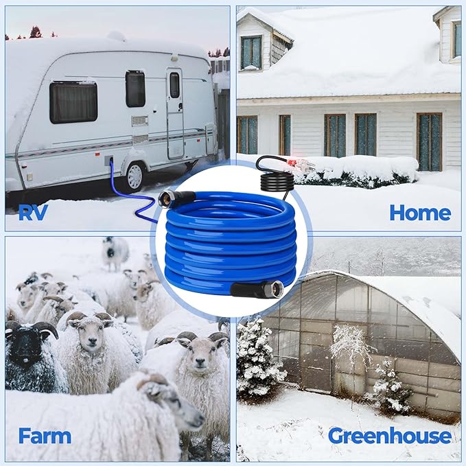 15FT (15-100FT) Heated Water Hose for RV,-45 ℉ Antifreeze 4.0 Upgraded Heated Drinking Water Hose,Rv Freshwater Hoses with Fittings, Rv Accessories