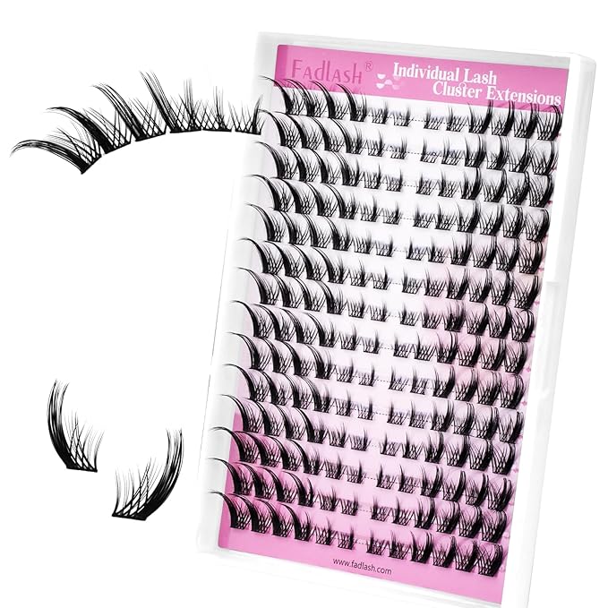 FADLASH Lash Clusters Wispy Eyelash Clusters Natural Individual Lashes 10-16 mm and Waterproof Cluster Eyelash Extensions with Soft Thin Band