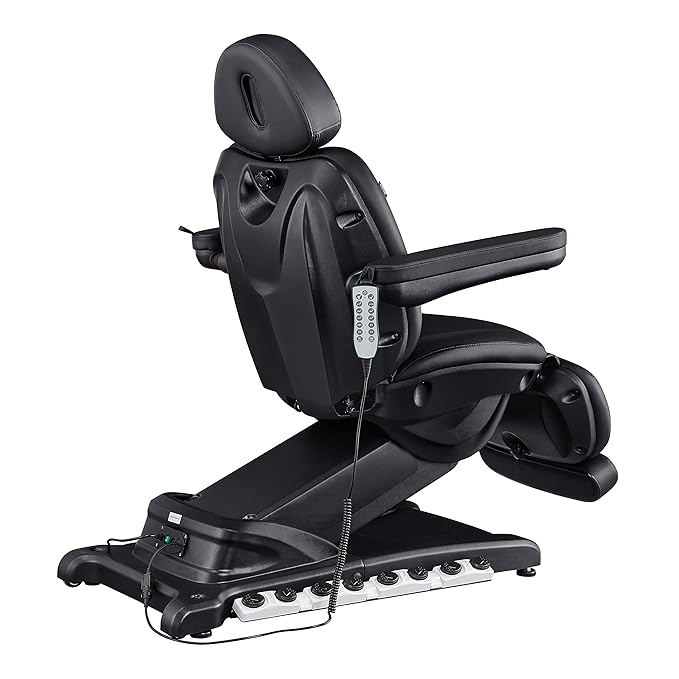 Dir Full Electrical 4 Motor Facial Beauty Bed - Doctor, Tattoo, Medical Podiatry Chair - Spa Aesthetic Chair with Thermal Heated Seats Apollo, Black