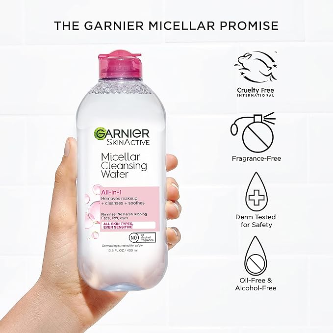 Garnier Back to School Bundle|Micellar Water (400mL) + Fructis Sleek & Shine Shampoo (22 Fl Oz), Conditioner (21 Fl Oz) (3 Items), 1 Kit (Packaging May Vary)