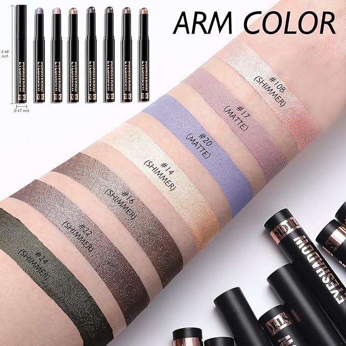 Eyeshadow Stick Mauve, Matte Cream Eye Shadow Stick Waterproof Neutral Nude Eyeliner Brightener Pencil Crayon Long-Lasting Eye Highlighter Makeup for Older Women Easy to Use High Pigmented