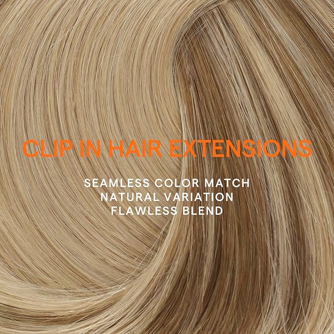Full Shine Clip in Hair Extensions Balayage Hair Extensions Clip in Human Hair Color 10 Brown Mix to 16 Blonde Highlighted Double Weft Straight Hair Clip ins 7 Pcs 14 Inch 120 G