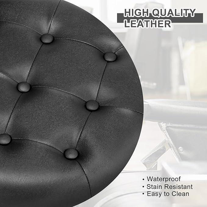 Winado Heavy Duty Vintage Recline Barber Chair Hydraulic with Headrest, Supports up to 700lbs & 360°Rotatable, Professional Salon Beauty Spa Shampoo Equipment (Button Style)