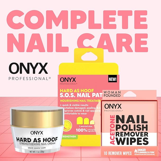 Onyx Professional Nail Polish Remover Pads, 60 Wipes - Acetone Wipes, Individually Wrapped, Fingernail Travel Kit to Clear Nail Polish, Acetone Pads