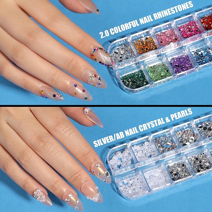 Teenitor Acrylic Nail Kit With Chrome Powder, Almond Tips, Art Brushes, Charms, 3D Gel, Tools, Stand - Beginner Set