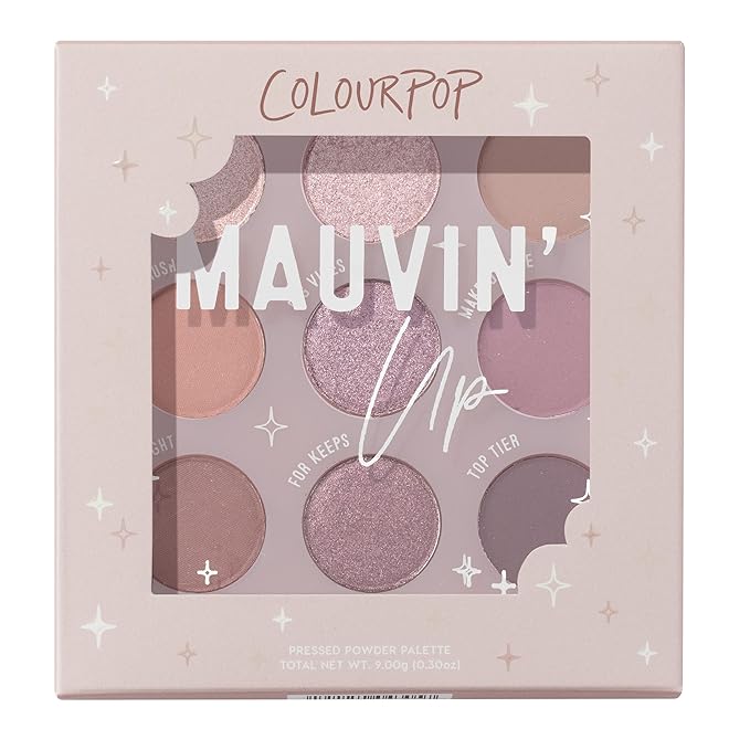 ColourPop Eyeshadow Palette - Eye Makeup Palette with Matte, Metallic, Matte Sparkle & Glitter Finishes - High-Pigment Eye Makeup with a Long-Wearing Formula - Mauvin' Up (0.3 oz)