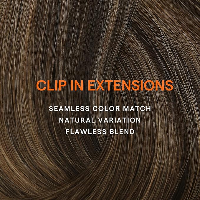 Full Shine Clip in Hair Extensions Dark Brown 22 Inch Balayage Hair Clip in Extensions Remy Hair Dark Brown Ombre Hair Extensions Real Human Hair Clip ins Straight 7 Pcs 120 G