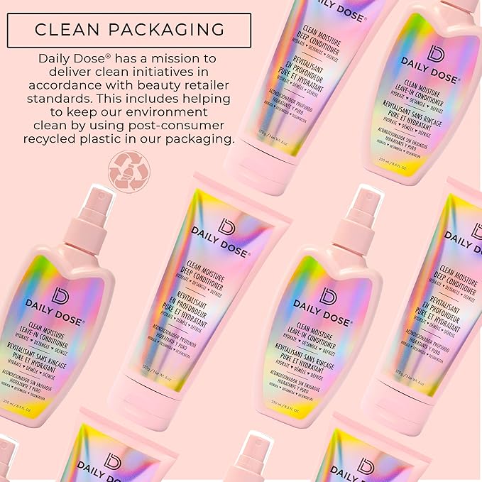 DAILY DOSE Moisturizing Duo: Leave-In Conditioner Detangler Spray + Deep Conditioner, Hair Mask/Masque - Detangles, Repairs, Restores Dry, Damaged, Color Treated Hair for All Hair Types