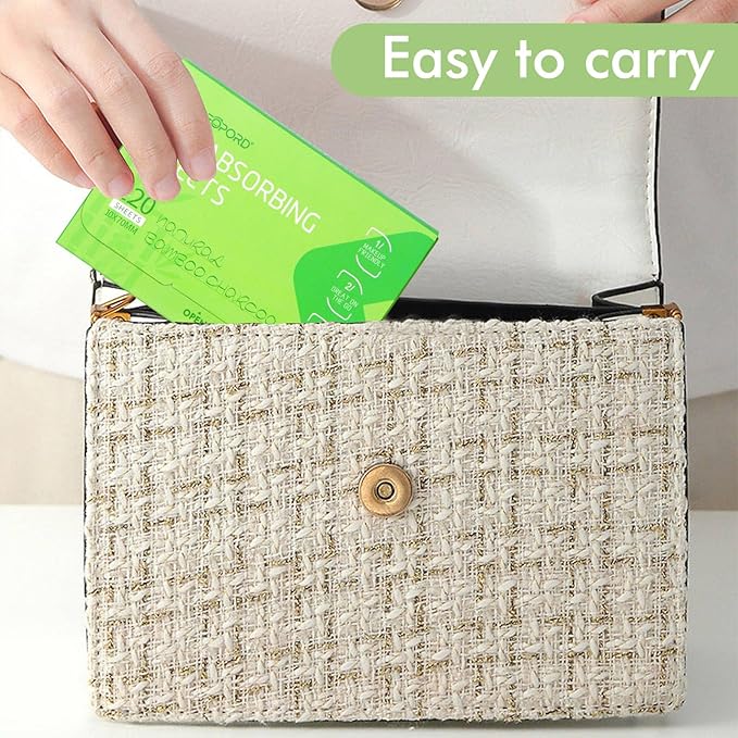 Oil Absorbing Sheets with Bamboo Charcoal - 6 Oily Skin