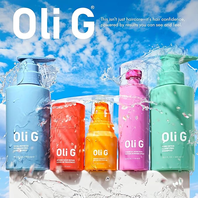 Oli G Total Refresh pH Balancing Shampoo – Lightweight Daily Cleanser for All Hair Types – With Marula Oil, Shea Butter & Quinoa Protein – Hydrating, Anti-Frizz Formula – 10.1 fl oz