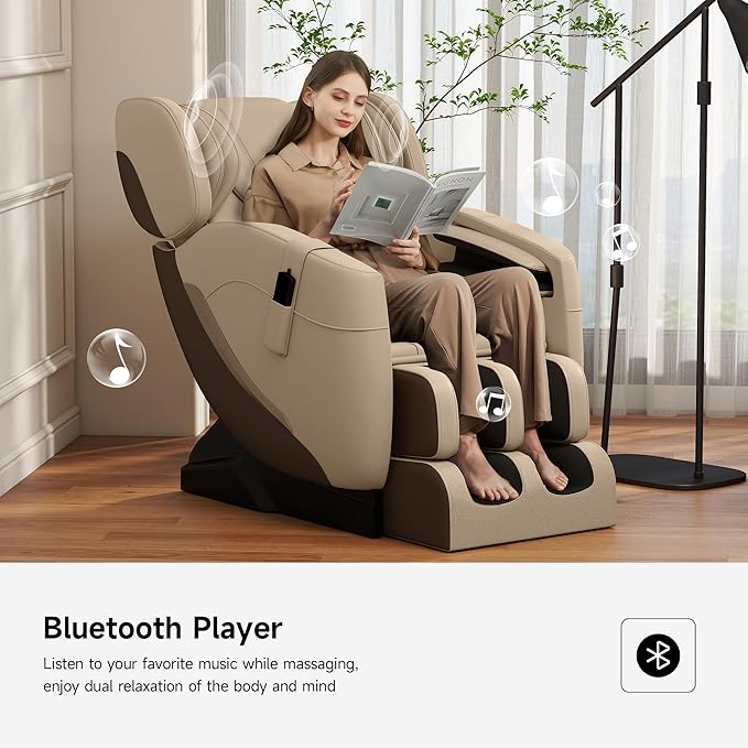 2025 Massage Chair Full Body, Zero Gravity Recliner with 6 Auto Modes, Foot Massage, Heating, Bluetooth, Khaki