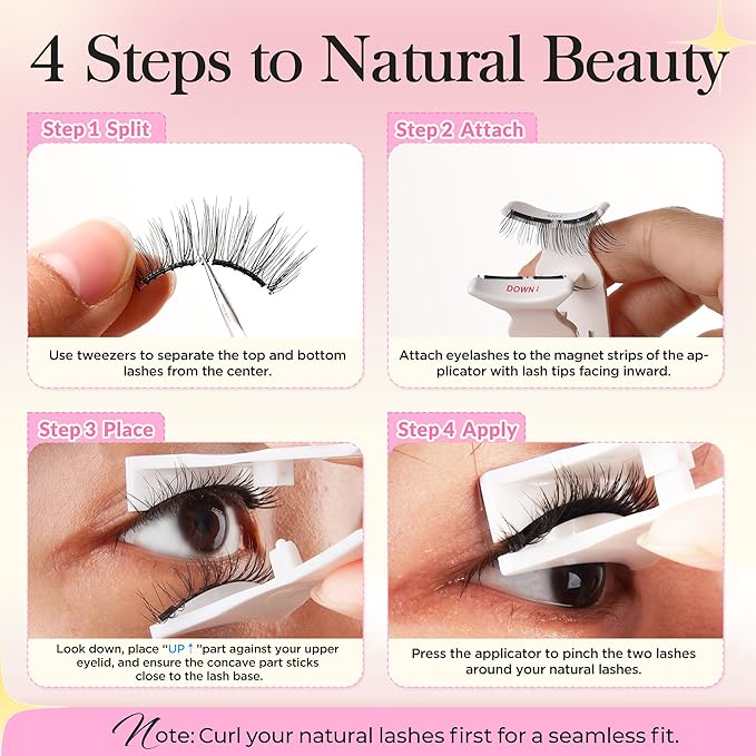 Bepholan Soft Magnetic Eyelashes with Applicator Reusable Upgrade Magnetic Lashes Natural Look No Glue Needed Easy to Wear and Remove(RC25)