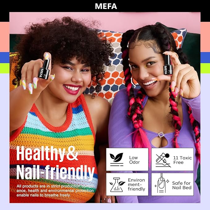 MEFA 35 Pcs Gel Nail Polish Set, 32 Colors All Seasons Collection Gel Nail Polish Set with Matte/Glossy Base Top Coat Manicure DIY Salon Home Decoration Beginners Gifts for Women