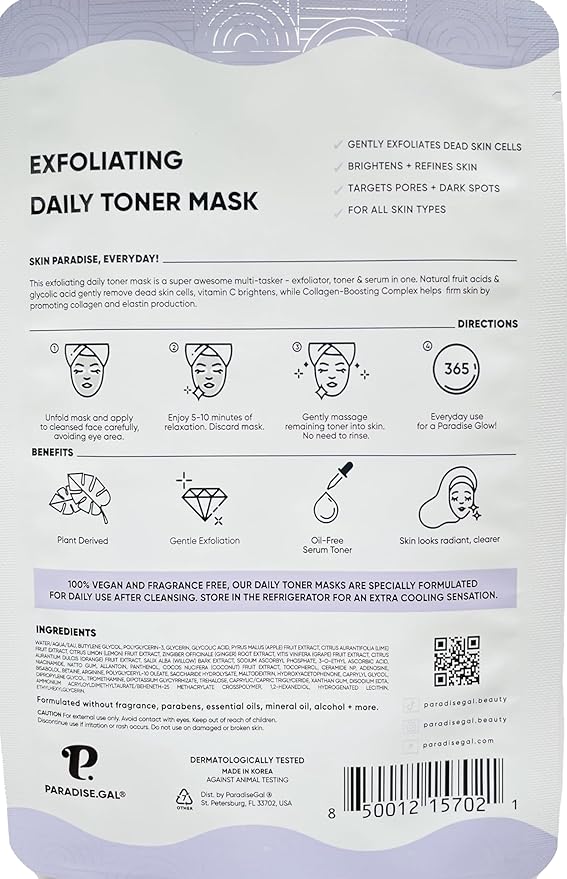 Exfoliating Face Masks (10-Pack) Korean Skincare Infused with Exfoliating Collagen, AHA, Glycolic Acid, BHA, Niacinamide & Ceramide - Revitalizing Solution for Smooth, Radiant Skin