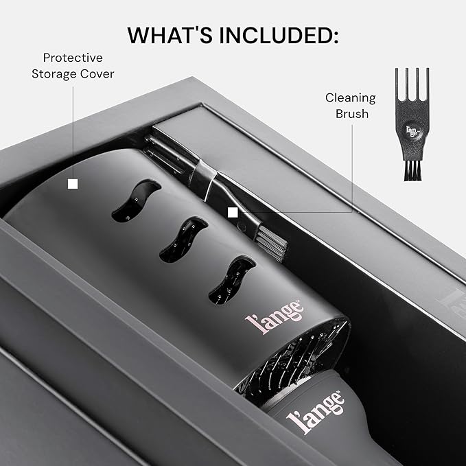 L'ANGE HAIR Le Volume 2-in-1 Titanium Blow Dryer Brush | Hot Air Brush for Hair Drying & Styling | Ionic Oval Barrel for Smooth, Frizz-Free Volume | (Black – 75mm)