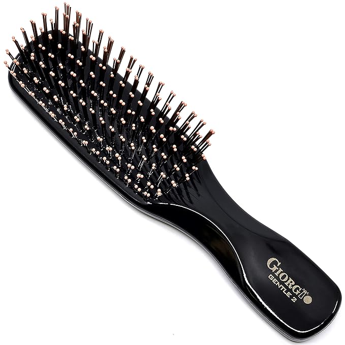 Giorgio Gentle Mini Hair Brush for Men - Dual Length Bristles for Fine and Thick Hair, Scalp Massager, Detangler, and Travel Brush