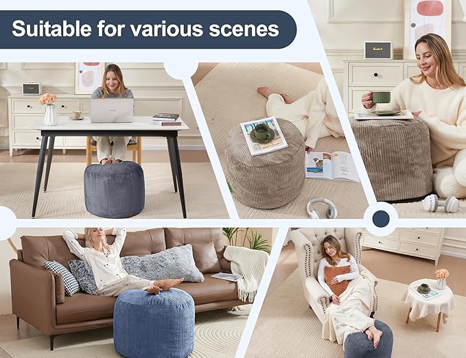 Pouf Ottoman Foot Stools Ottoman with Foam Small Corduroy Ottomans for Living Room Ottomans Pouf 20x15 Floor Poufs Foot Rest for Office Chair Pink Foot Stool Small