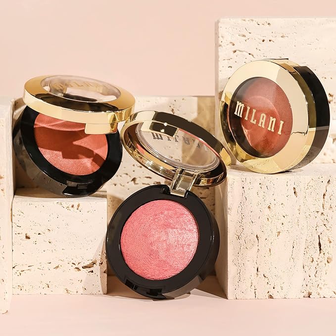 Milani Baked Blush, Powder Blush for Cheeks, Cruelty Free Makeup - Shape, Contour & Highlight Face for a Shimmery or Matte Finish -Luminoso