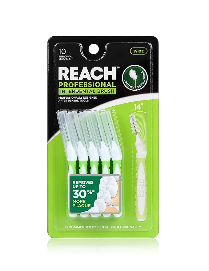 Reach Interdental Brush Cleaners, 1.3mm, Wide, Sensitive Gum Protection, Plaque Remover for Teeth, Braces Flossers, Braces Brush, Dental Toothbrushes, Oral Care, 6 Pack, 10 Count