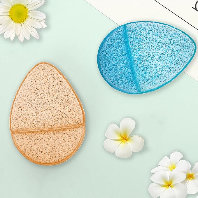 2 Pack Facial Sponge for Daily Deep Cleansing and Regular Exfoliating, Reusable Makeup Remover (Blue+Yellow)