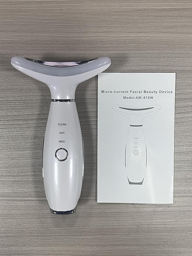 Red Light Therapy for Face, LED Face Massager Tool with Vibraion, Porable Facial Massager for Skin Care at Home, Wrinkle Reducer Face Sculpting Tool,Micro-current Facial Beauty Device(Model AM-810W)