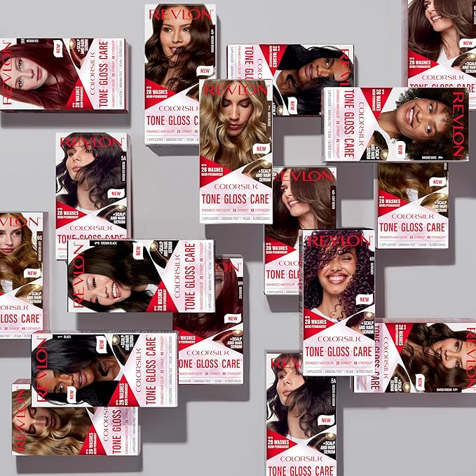 Revlon ColorSilk Tone + Gloss + Care Demi Permanent Hair Color, Dye Kit with Leave-In Scalp and Haircare Serum, 2x Shinier, 4x Stronger, 5RR Medium Red, 4.5 fl oz