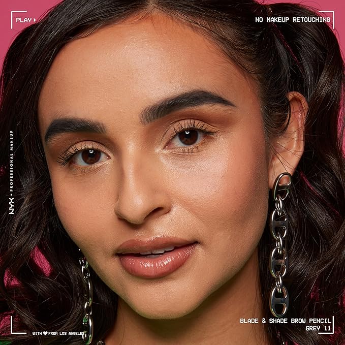 NYX PROFESSIONAL MAKEUP Blade & Shade Brow Pencil, Nano Mechanical Eyebrow Pencil, Up to 16HR Make Up Wear - Grey