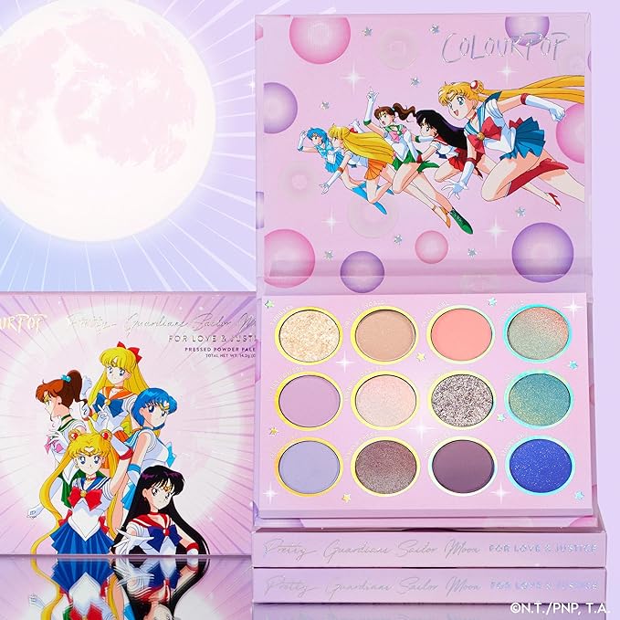 ColourPop x Sailor Moon For Love & Justice Eyeshadow Palette - Celestial Makeup Palette with Duo-Chrome, Metallic, Matte Finishes, Matte Sparkle & Glitter Finishes (0.5 oz)
