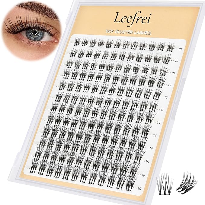 Eyelash Clusters 10-18mm Wispy Eyelash Clusters D Curl DIY Cluster Lash Extension Kit Individual Lashes Kit With Bond & Seal, Glue Remover, Tweezers(LF04 Lashes Only)