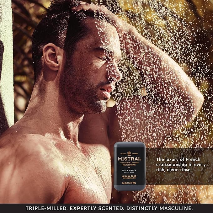 Mistral Bar Soap, Black Amber, Large Bar