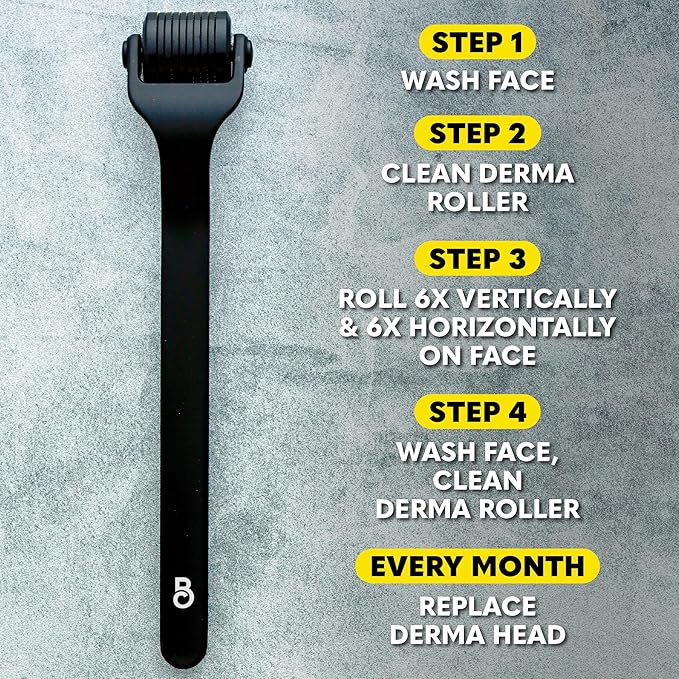 Beard Club Premium Derma Roller & Biotin Beard Growth Vitamin Spray - Microneedle Roller for Men and Women with 540 Titanium Microneedles - Beard Roller & Beard Oil for Face, Body and Scalp