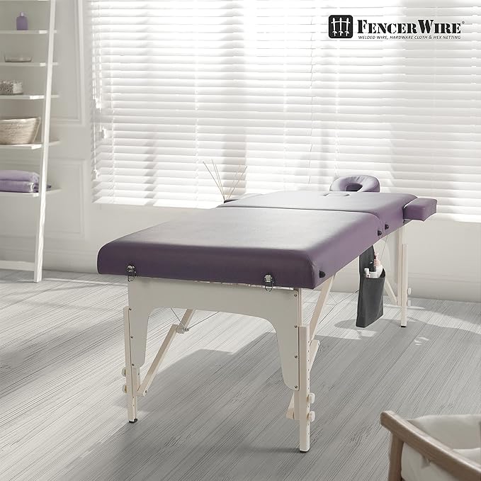 Fencer Wire 84 Inch Premium Memory Foam Massage Table, Foldable Spa Bed, Height Adjustable, Facial Cradle Salon Bed, Purple, 32 Inch Wide