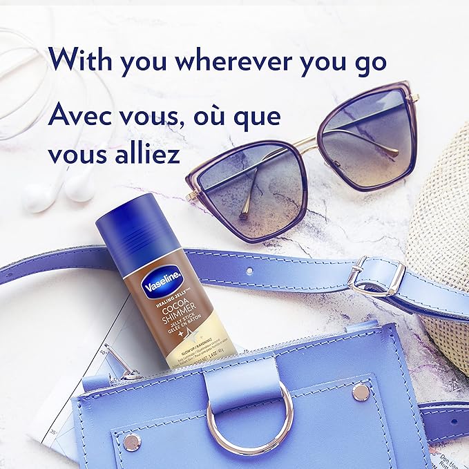 Vaseline Rich Moisturizing Healing Jelly Cocoa Butter, 13 oz Bundled with Cocoa Shimmer Stick, 1.4 oz. Provides Radiant and Shimmering Moisturized Skin with Pleasant Scent