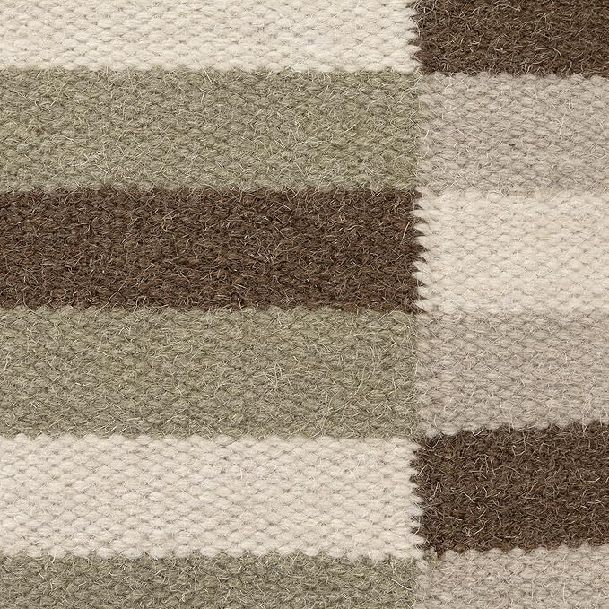 LR Home Handmade Modern Geometric Square Indoor Medium Pouf Ottoman, Ivory/Brown | Wool & Cotton Cube Foot Rest for Home Decor | 18 x 18 x 18 Stuffed Ottoman for Living Room, Bedroom & Dorm