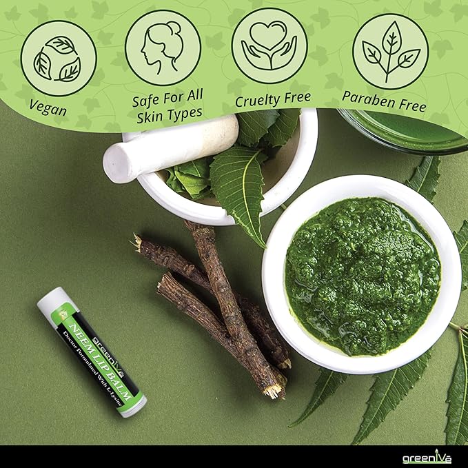 GreenIVe Neem Lip Balm, Vegan Lip L-Lysine,