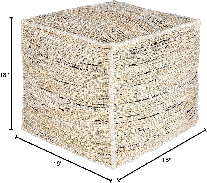 Mark&Day Pouf Ottoman, Langenzersdorf Natural Fiber Butter Cube Pouf Foot Rest for Living Room, Bedroom and Boho Home Decor (18"x18"x18")