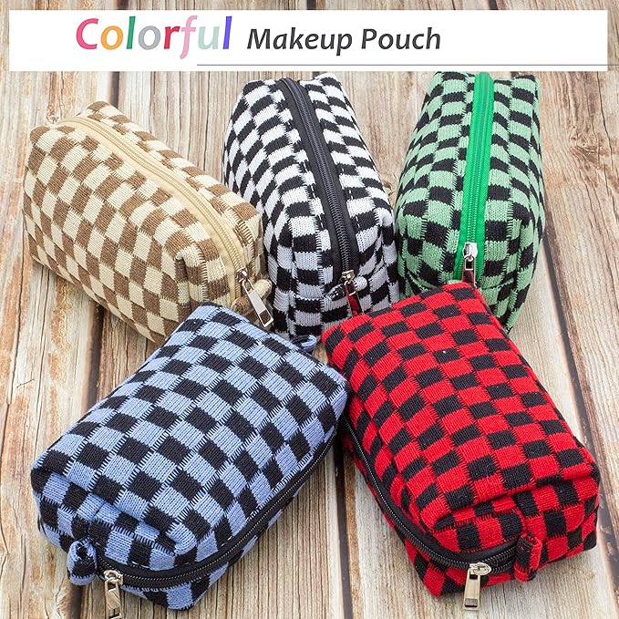 Pazimiik checkered makeup bag for