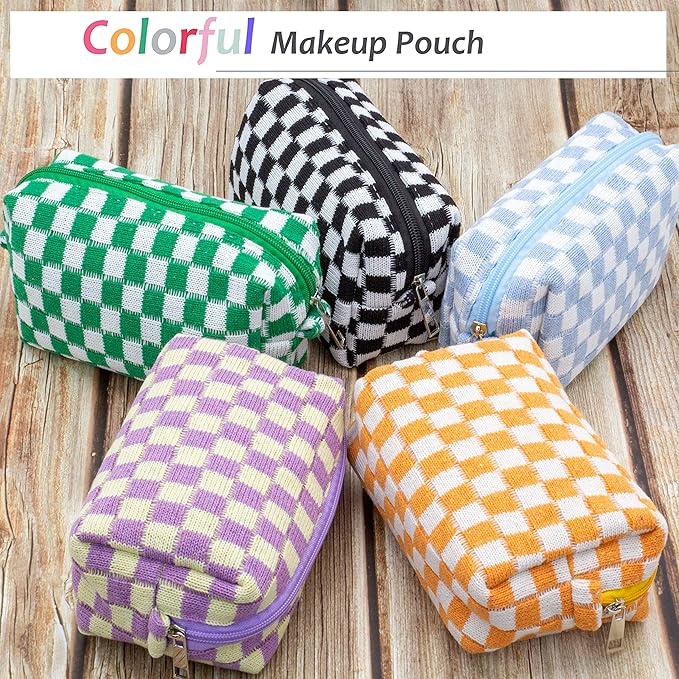 Pazimiik checkered makeup bag for