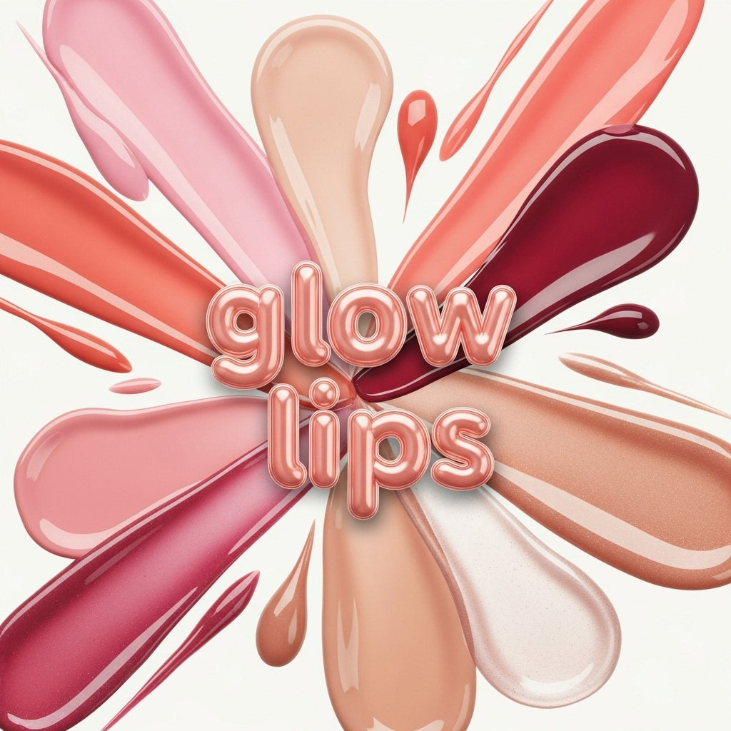 “Lip gloss category image with glossy liquid texture, smooth radiant swirls, and wet shine on a white background.”
