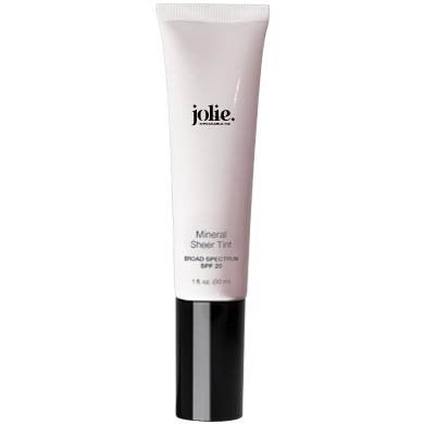 Jolie Mineral Sheer Tint SPF 20 Oil Free - Face Tinted Moisturizer - Hydration - Coverage - Sunscreen- Mineral Formula - Vegan (Alabaster)