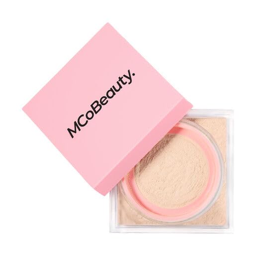 MCoBeauty - Loose Powder Cool & Set - Light Shade - Finely Milled Water-Based Setting Powder with Hyaluronic Acid, Glycerin & Vitamin E - Vegan, Cruelty Free Cosmetics - Face Makeup