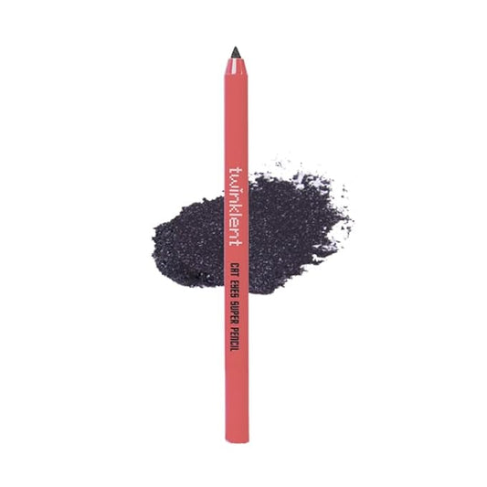 TWINKLENT Cat Eyes Super Pencil – 24-Hour Long-Lasting Waterproof Gel Eyeliner, Multipurpose Vegan Eye Makeup, Built-in Sharpener, 6 Shades (1-Cold Brew Black)