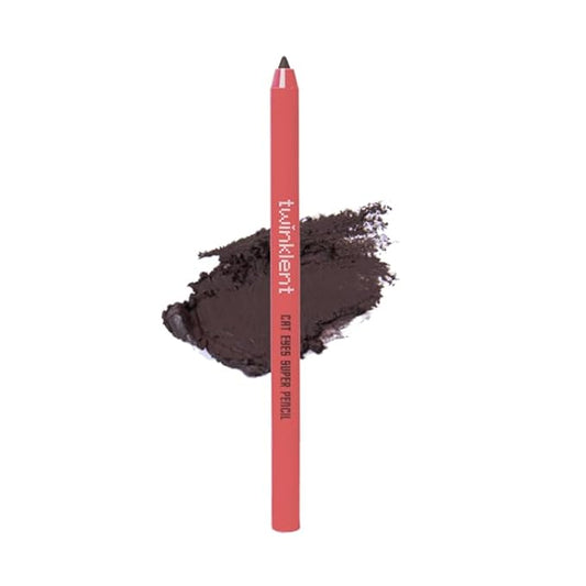 TWINKLENT Cat Eyes Super Pencil – 24-Hour Long-Lasting Waterproof Gel Eyeliner, Multipurpose Vegan Eye Makeup, Built-in Sharpener, 6 Shades (2-Black Suga Bubble Brown)